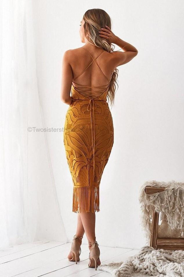 Vestito Cerimonia Pizzo Frange Romantico