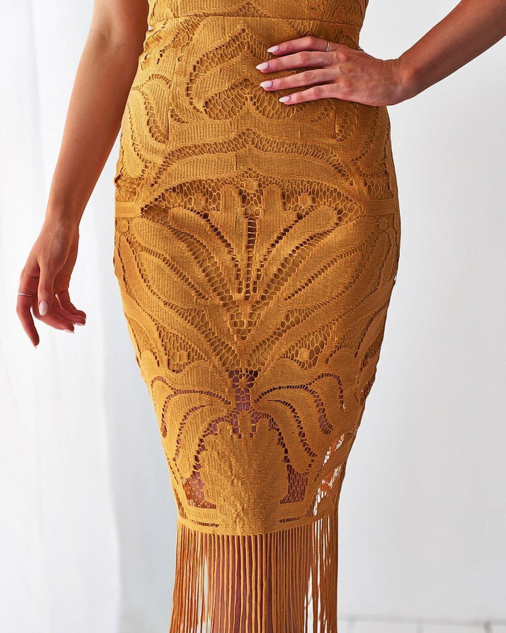 Vestito Cerimonia Pizzo Frange Romantico