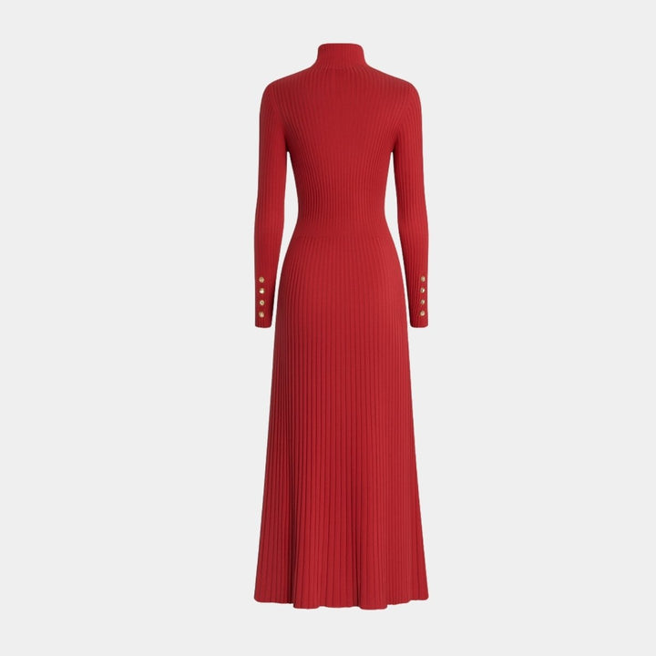 Abito midi plissettato con collo alto Dianne