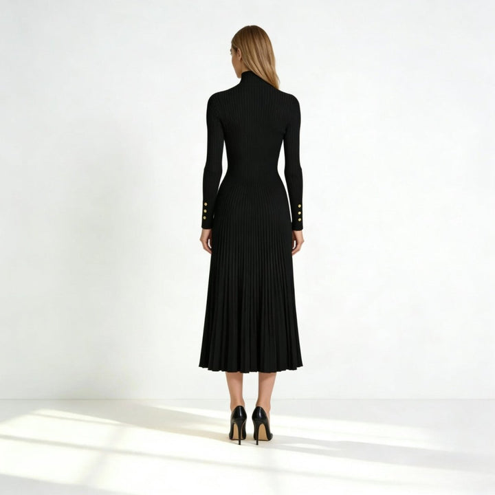 Abito midi plissettato con collo alto Dianne