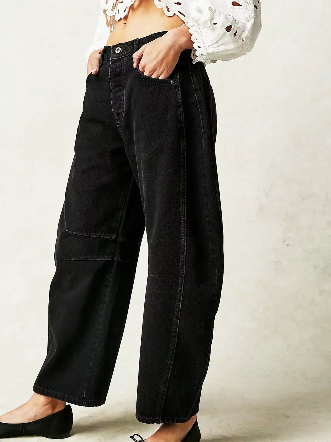 Baggy Jeans Donna Vita Alta Gamba Barrel