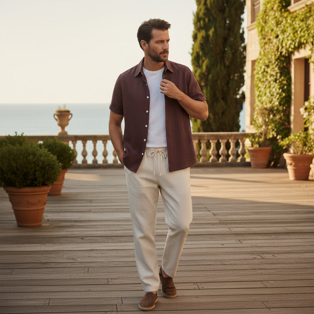 Classico Set Estivo Uomo Amalfi Lino Pantaloni