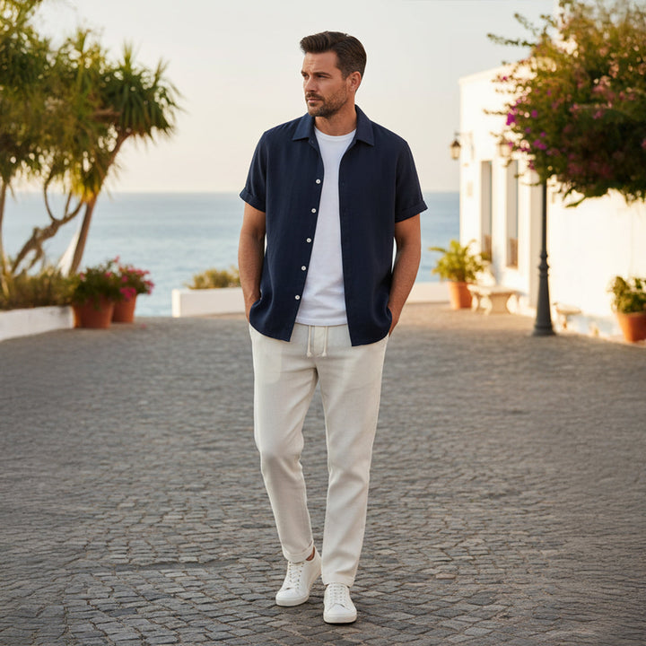 Classico Set Estivo Uomo Amalfi Lino Pantaloni