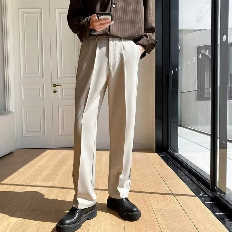 Elegante Pantalone Uomo Sartoriale Gamba Dritta