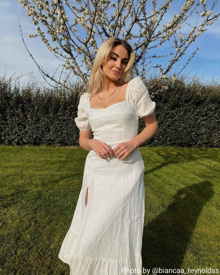 Abito midi donna lino elegante