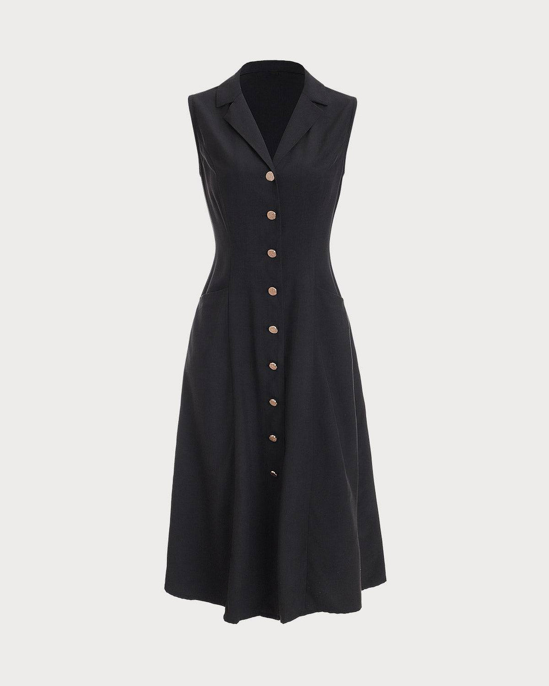 Elegante Abito Midi Nero Donna Scollo V Tunica Ufficio