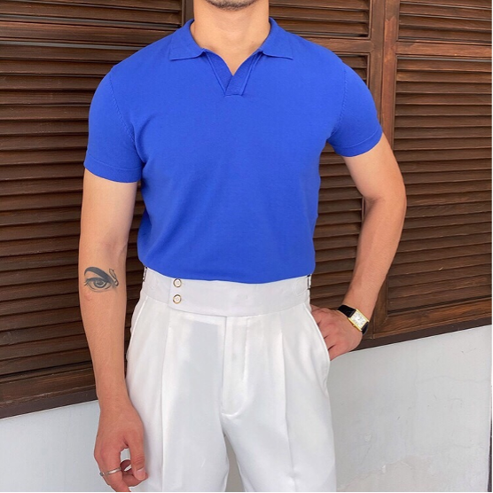 Vincenzo - Polo da uomo con scollo a V e vestibilità classica