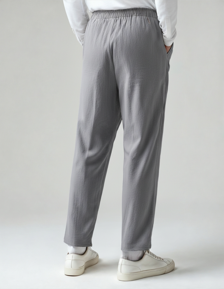 Pantalone in Lino Uomo Vita Elastica Taglio Ampio