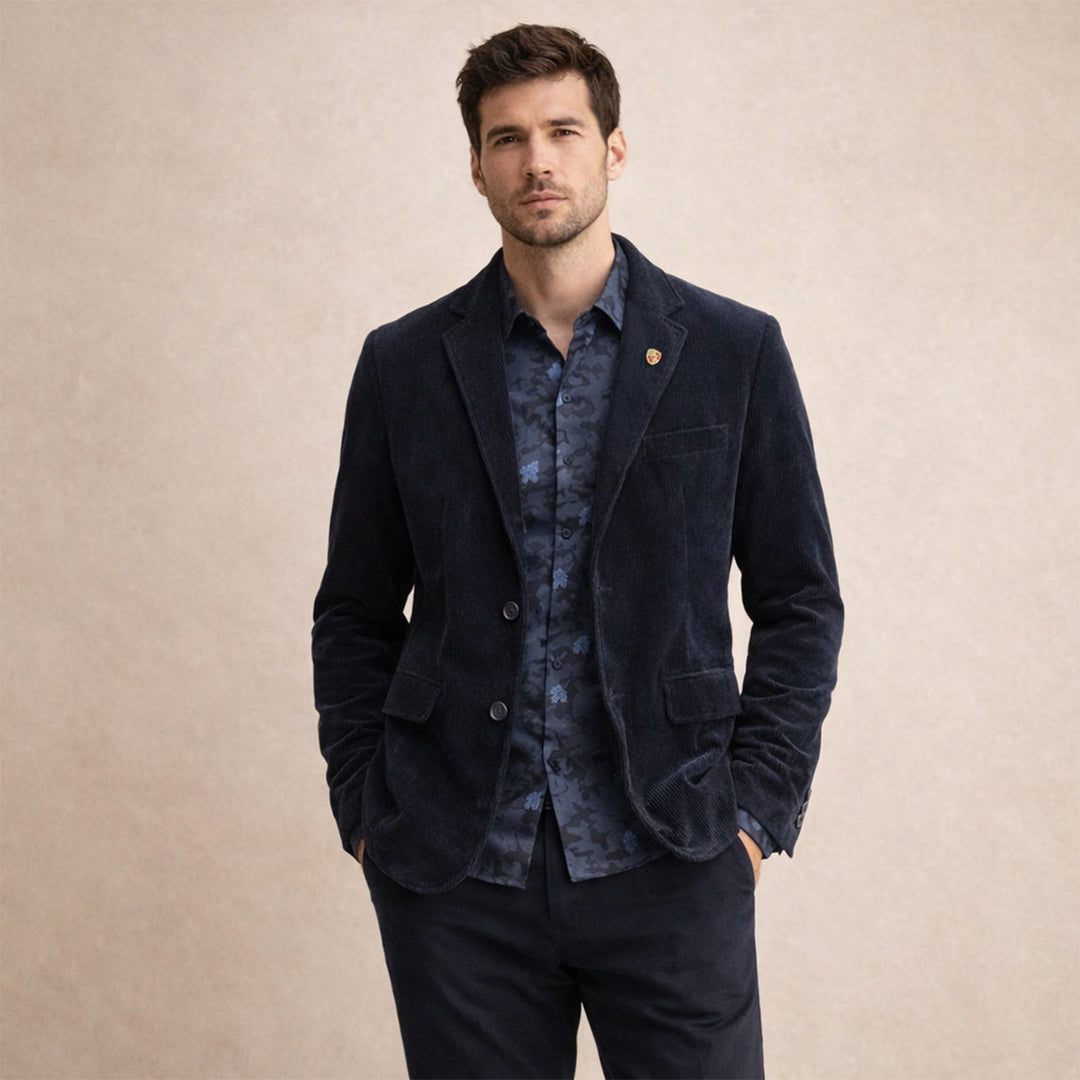 Blazer Uomo in Velluto a Coste con Toppe ai Gomiti