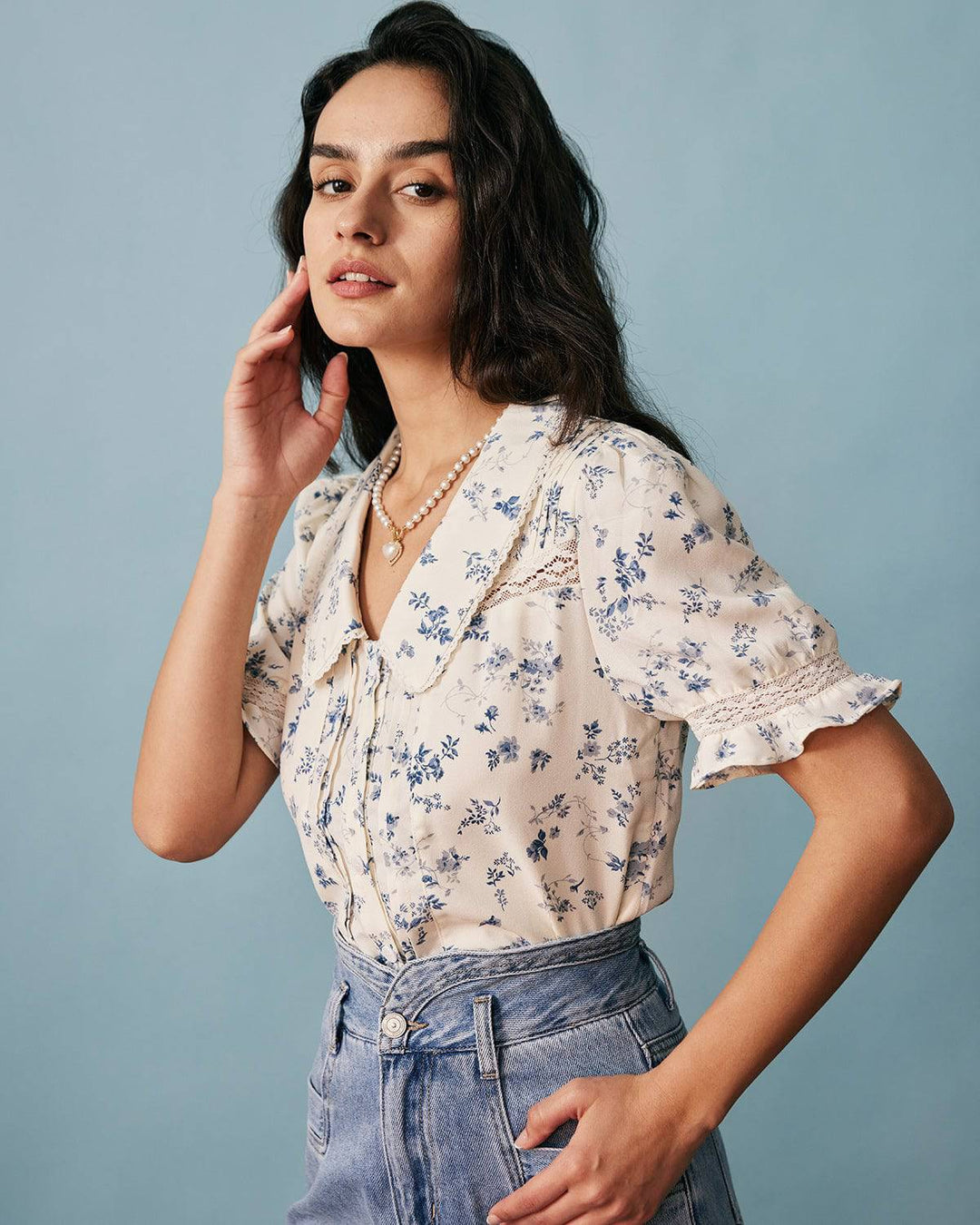 T shirt florale lussuosa donna scollo v
