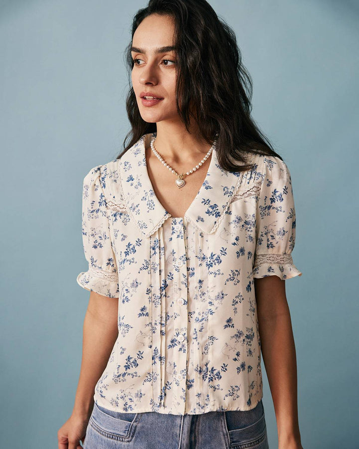 T shirt florale lussuosa donna scollo v
