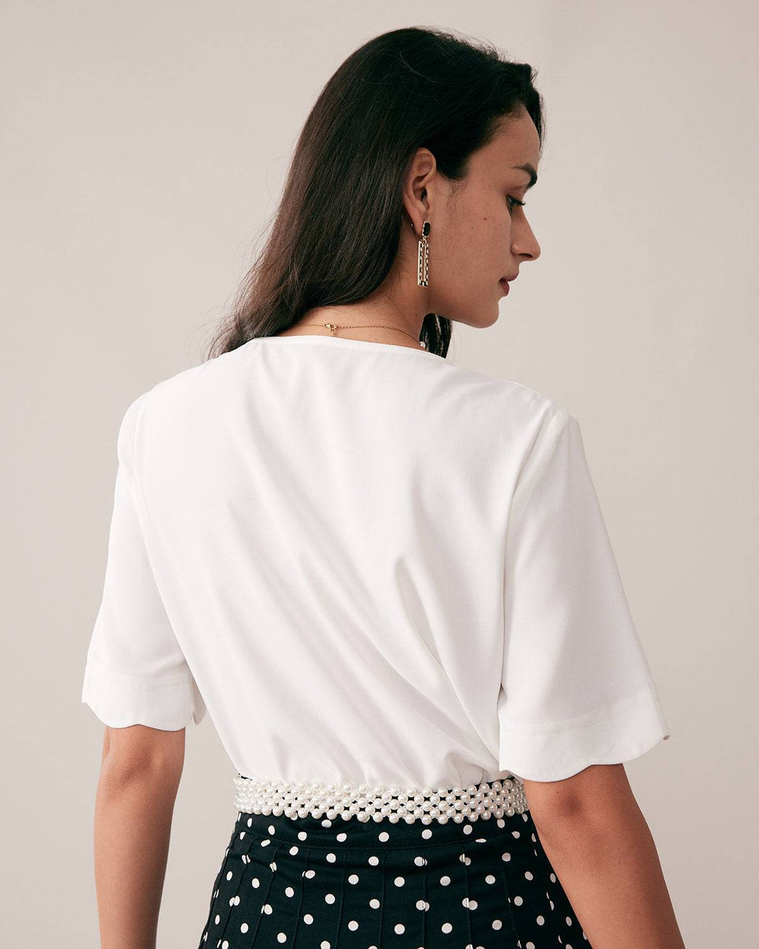T shirt raffinata donna bottoni perla