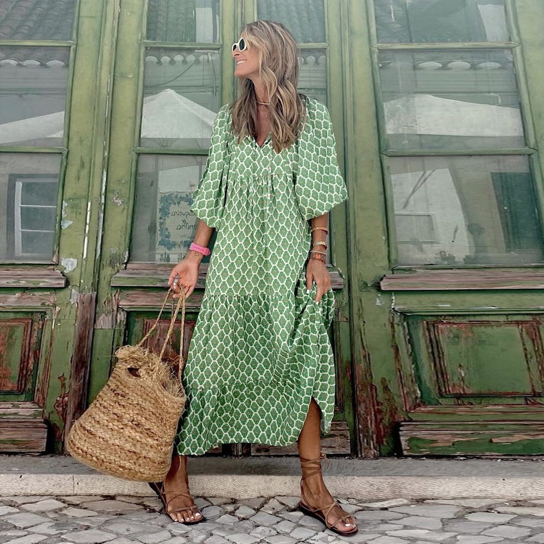 Abito maxi elegante floreale boho