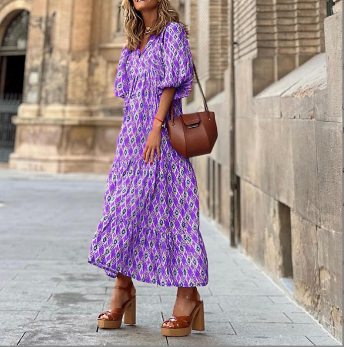 Abito maxi elegante floreale boho