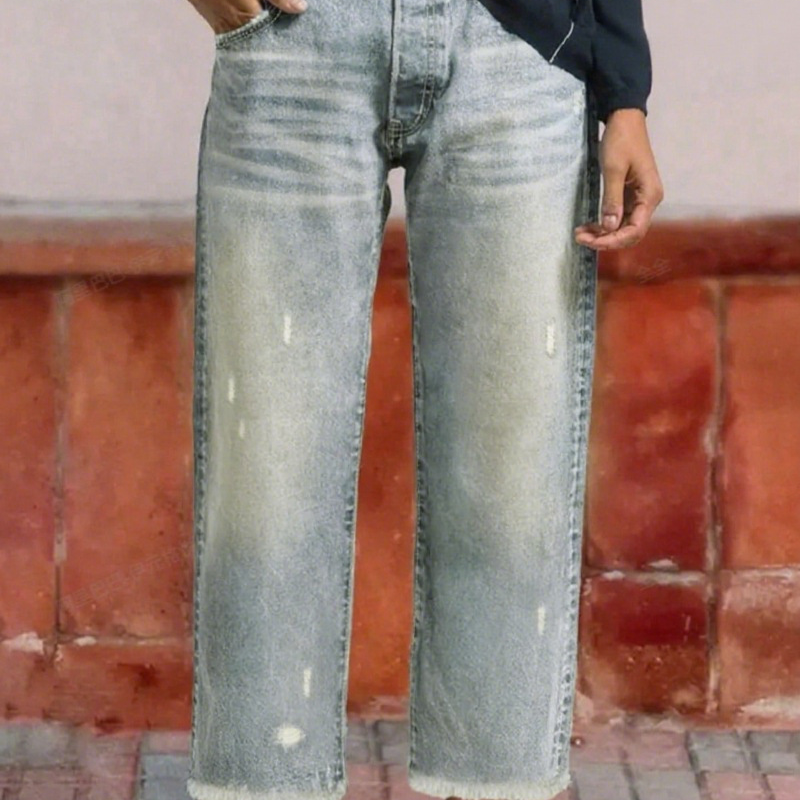 Baggy Jeans Donna Vita Alta Orlo Sfrangiato