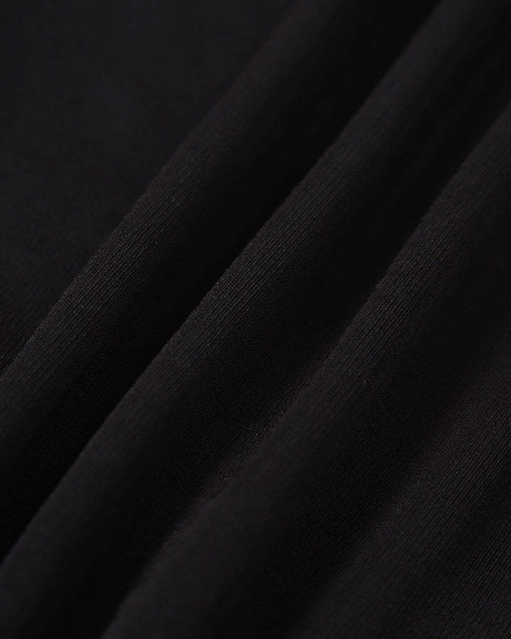 Elegante Abito Lungo Nero Scollo Cuore Donna