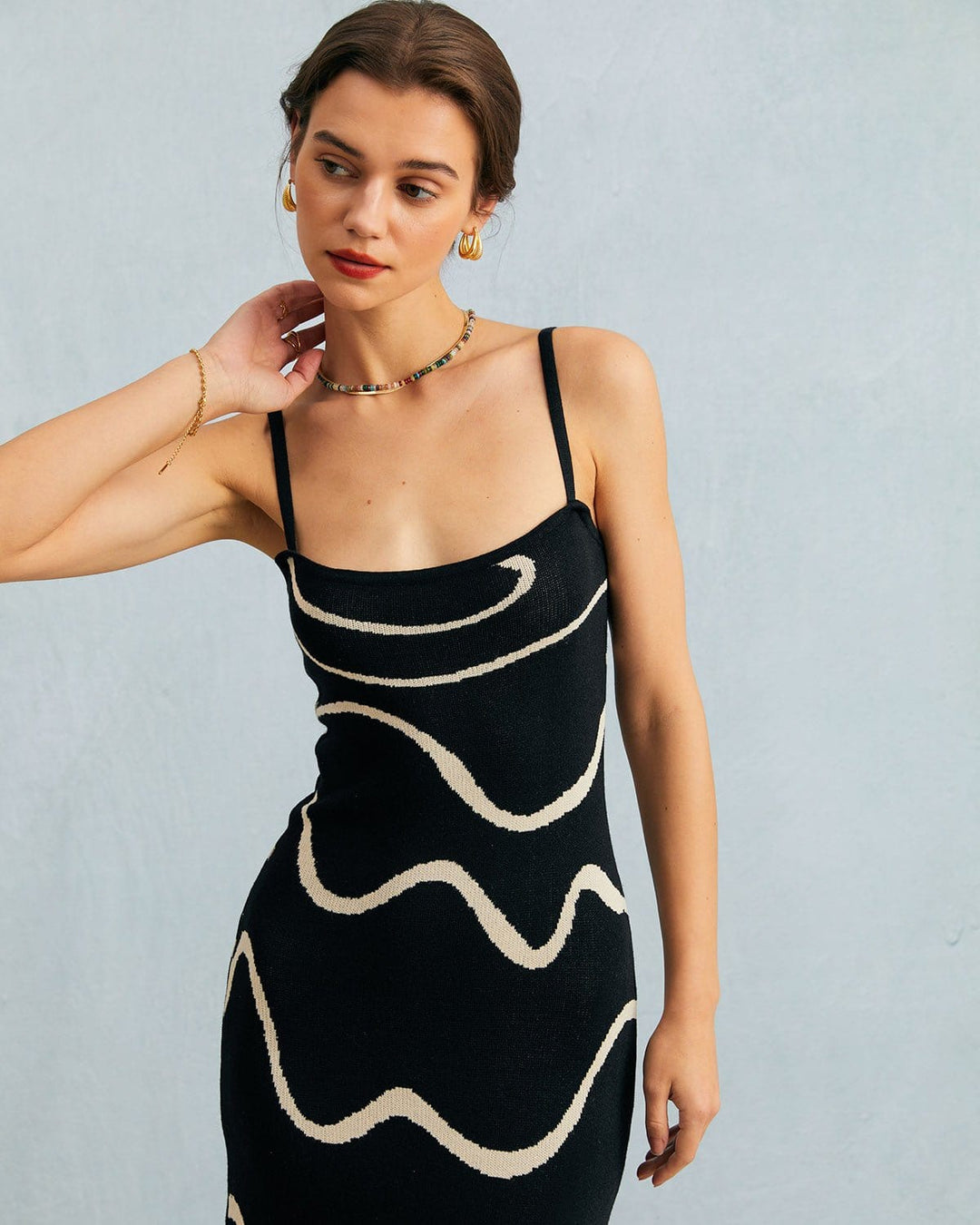 Abito estivo midi in maglia con orlo a sirena The Black Wave