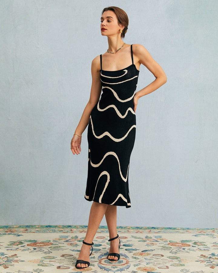 Abito estivo midi in maglia con orlo a sirena The Black Wave