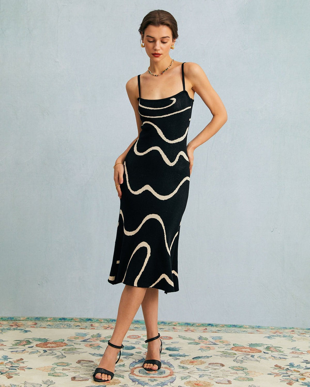 Abito estivo midi in maglia con orlo a sirena The Black Wave