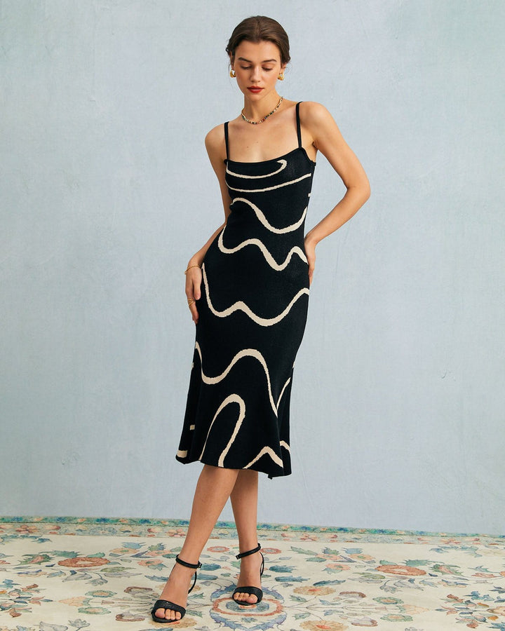 Abito estivo midi in maglia con orlo a sirena The Black Wave