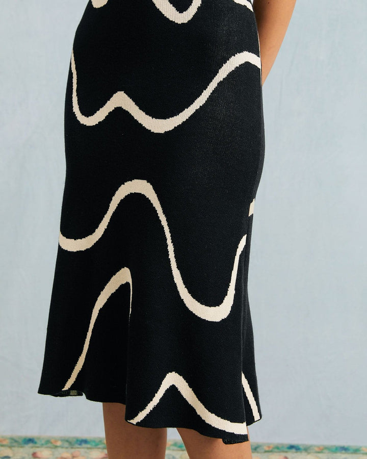Abito estivo midi in maglia con orlo a sirena The Black Wave