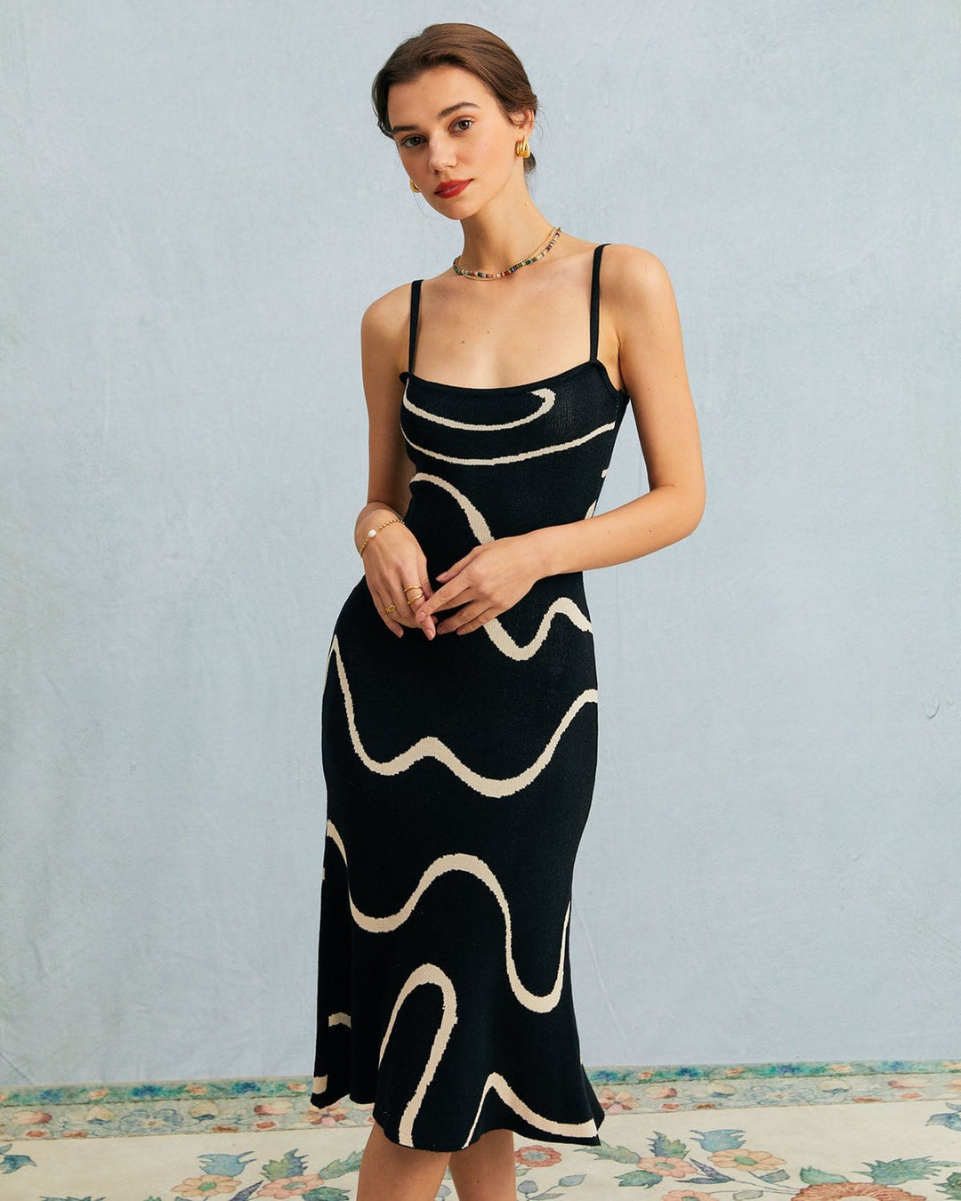 Abito estivo midi in maglia con orlo a sirena The Black Wave