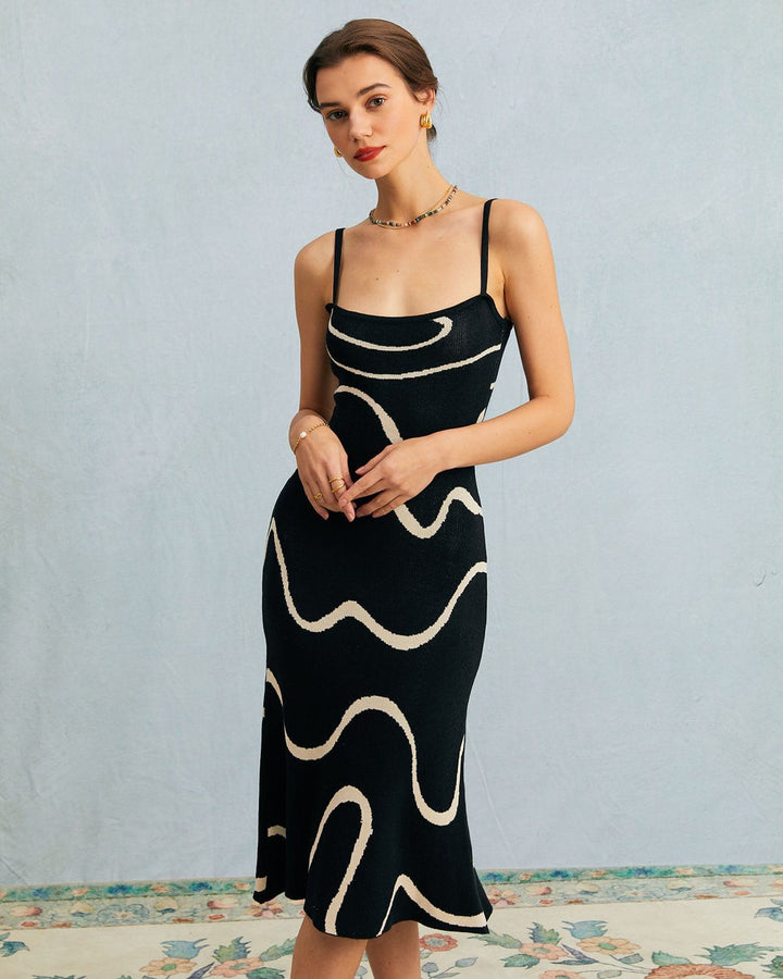 Abito estivo midi in maglia con orlo a sirena The Black Wave