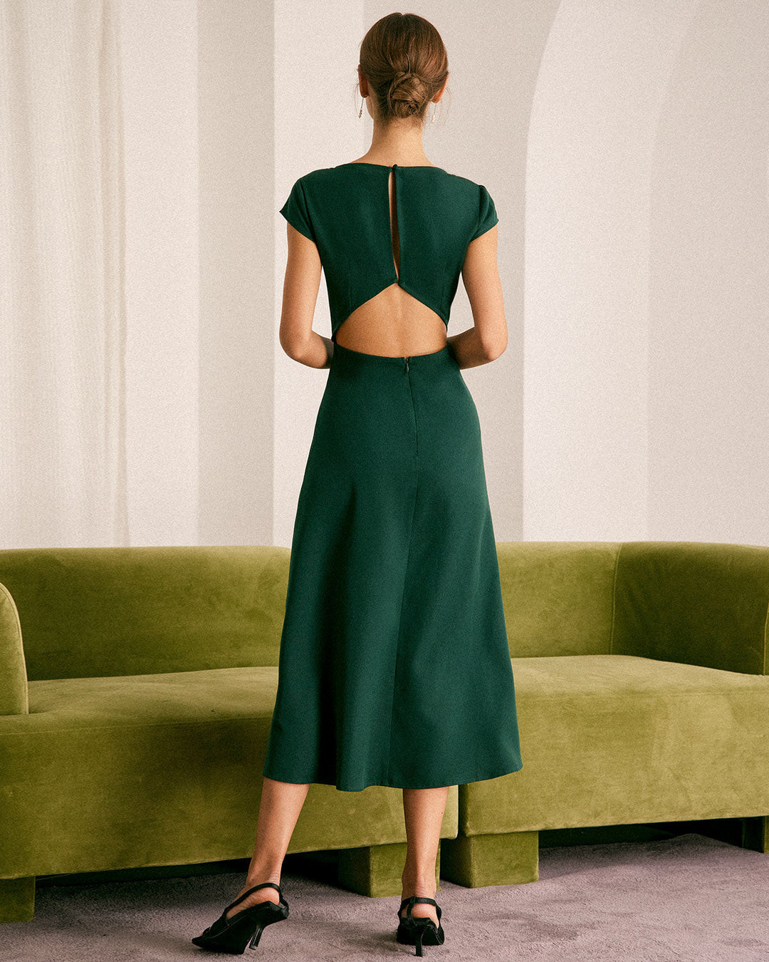 Abito midi donna verde elegante