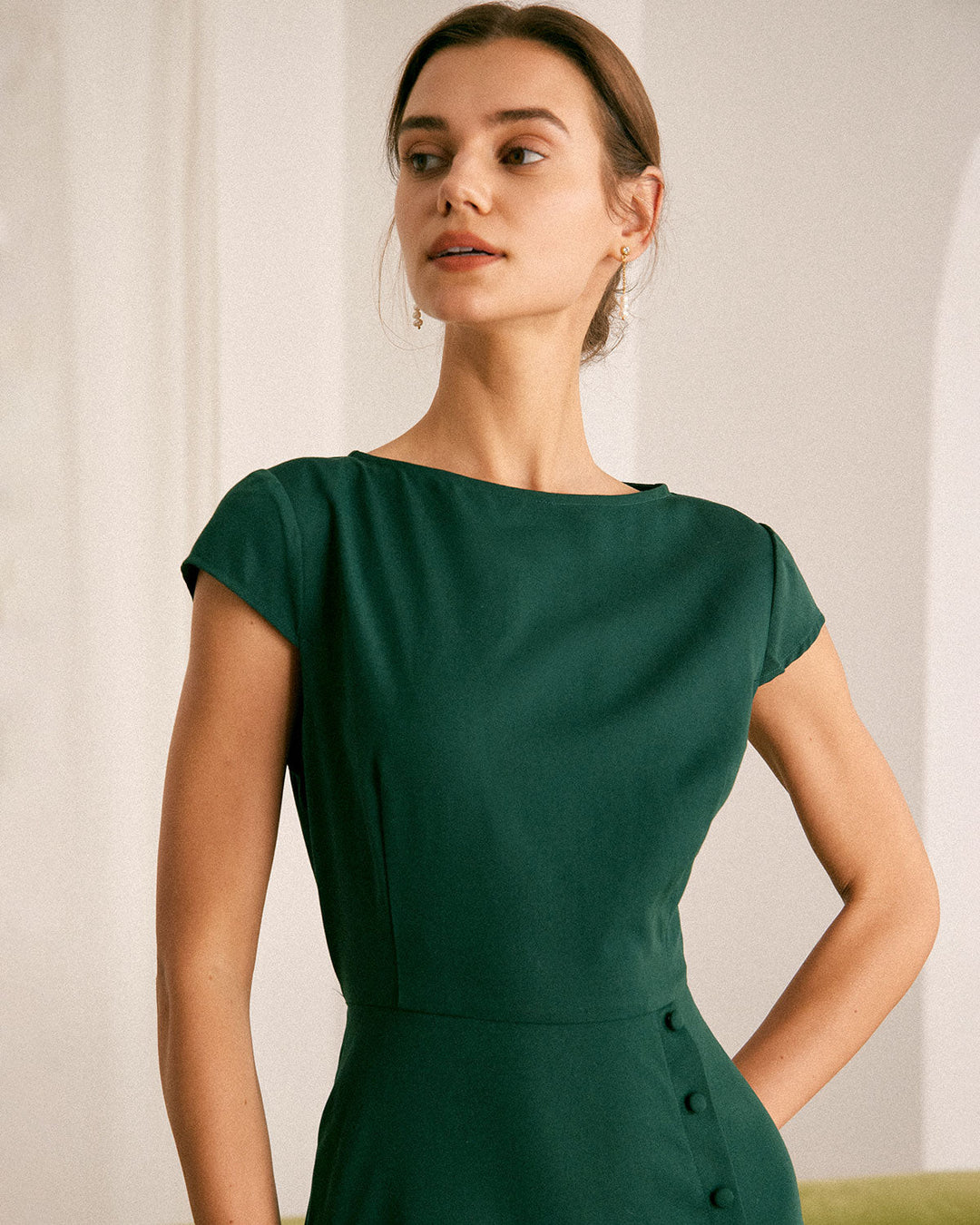 Abito midi donna verde elegante