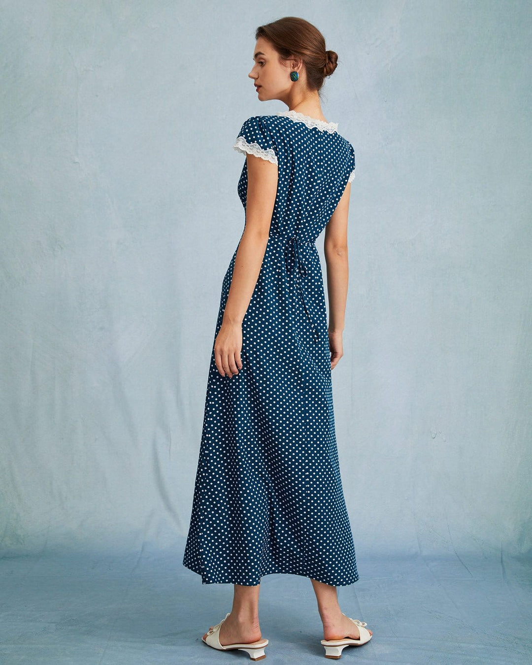 Abito Lungo Donna – Maxi Dress con Pizzo e Pois