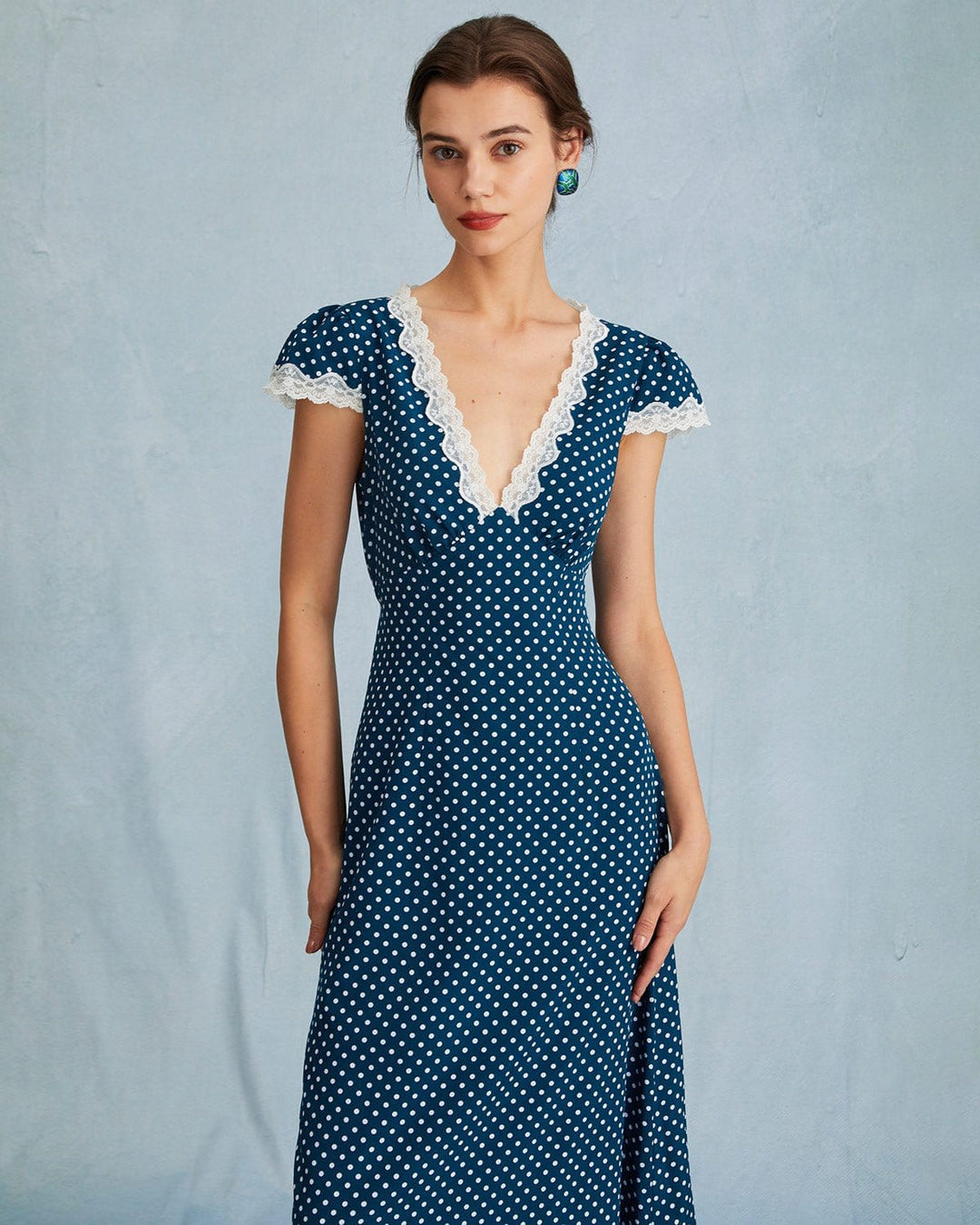 Abito Lungo Donna – Maxi Dress con Pizzo e Pois