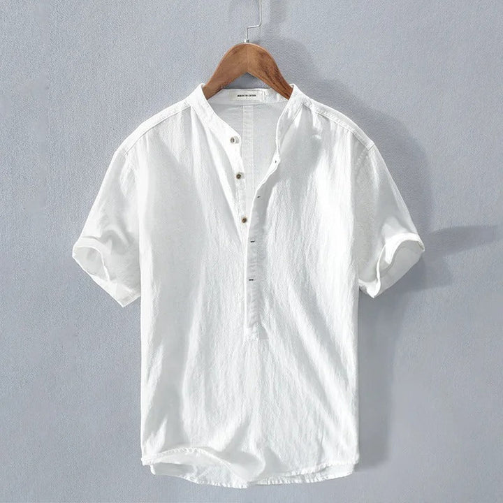Camicia in Lino e Cotone Manica Corta Uomo