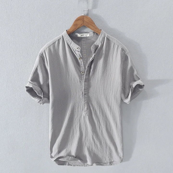 Camicia in Lino e Cotone Manica Corta Uomo