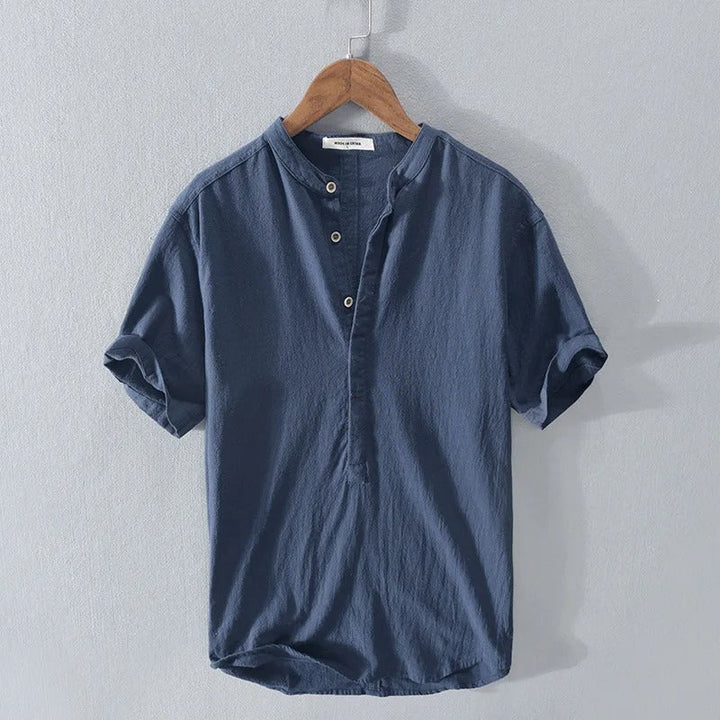 Camicia in Lino e Cotone Manica Corta Uomo