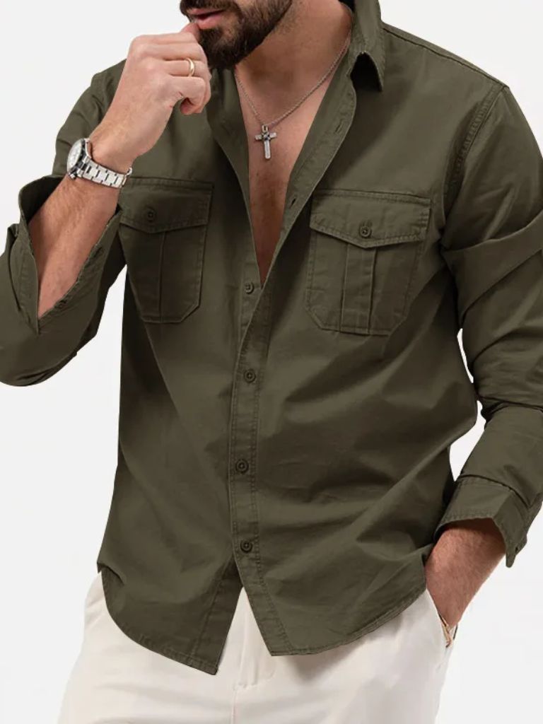 Classica Camicia Vintage Manica Lunga Uomo