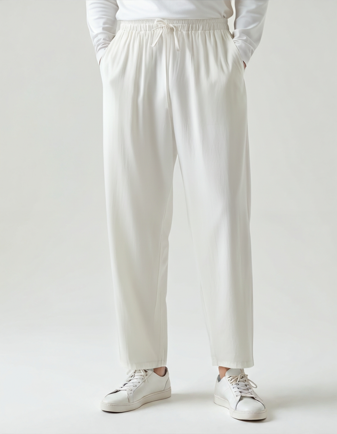 Pantalone in Lino Uomo Vita Elastica Taglio Ampio