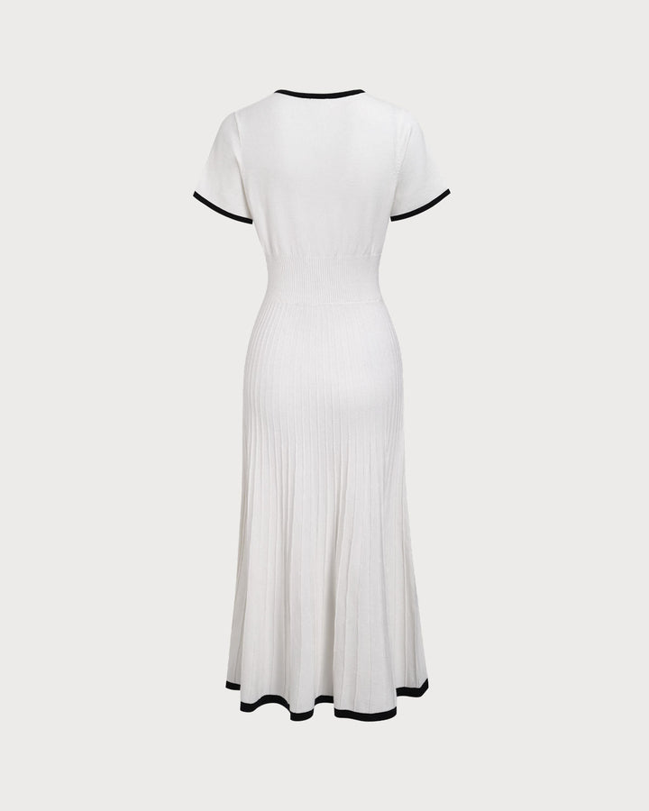 Abito midi donna maglione bicolore A-line