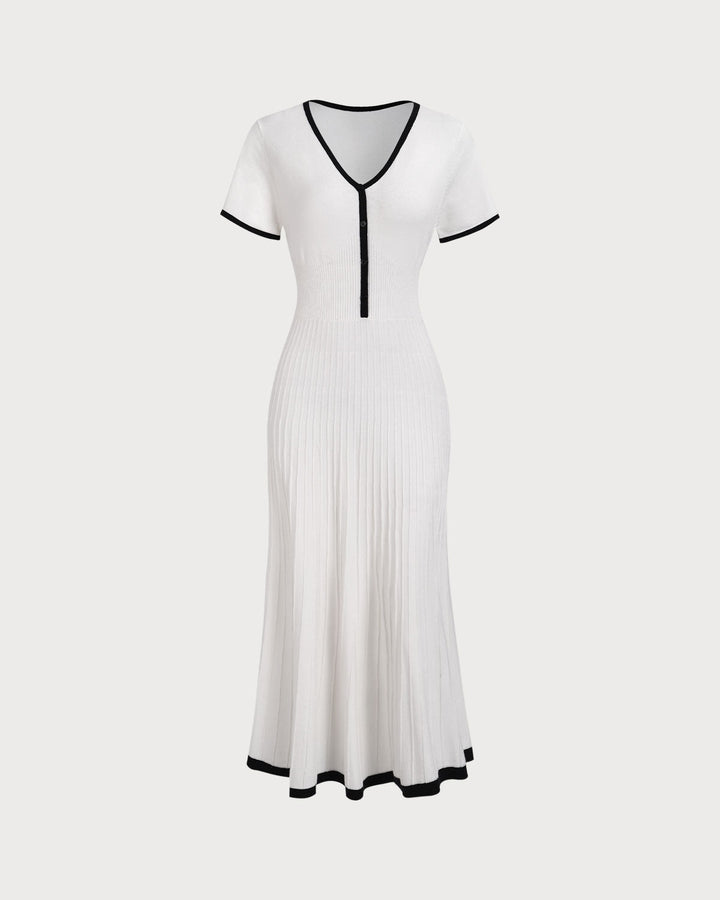 Abito midi donna maglione bicolore A-line