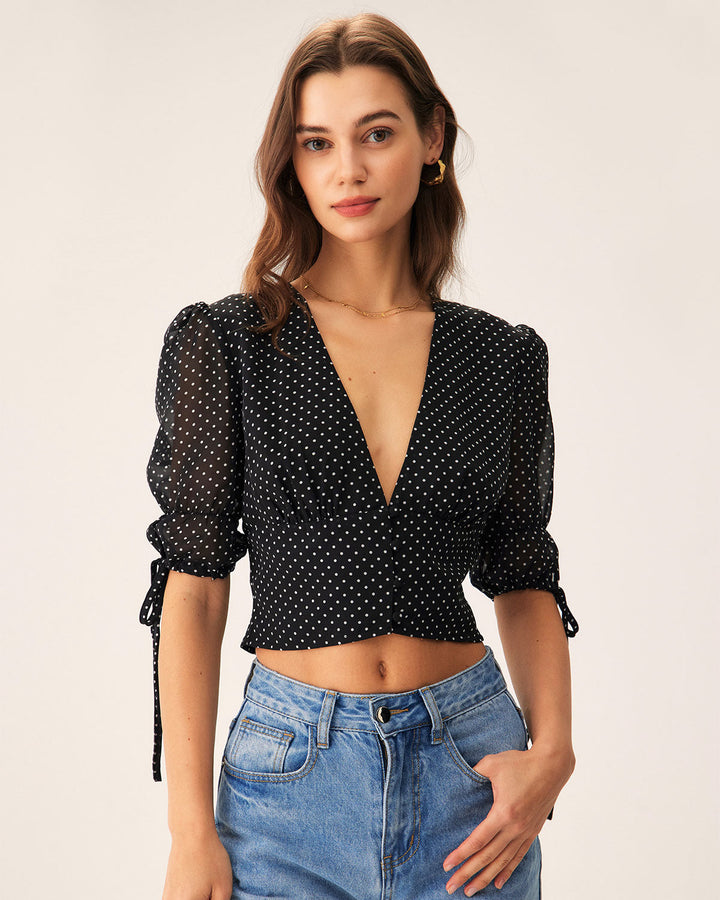 T shirt elegante donna pois neri