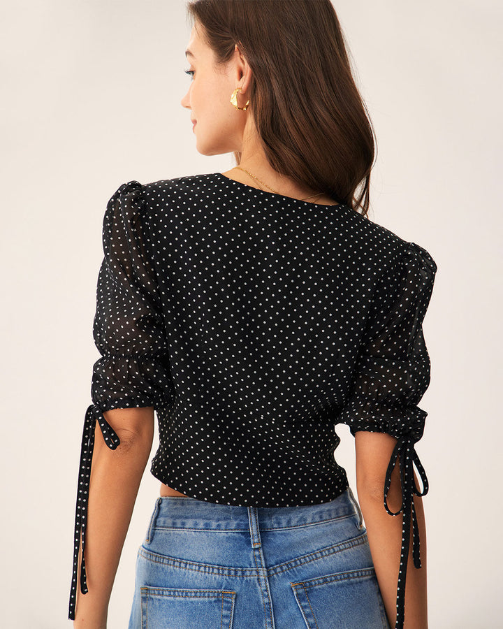 T shirt elegante donna pois neri