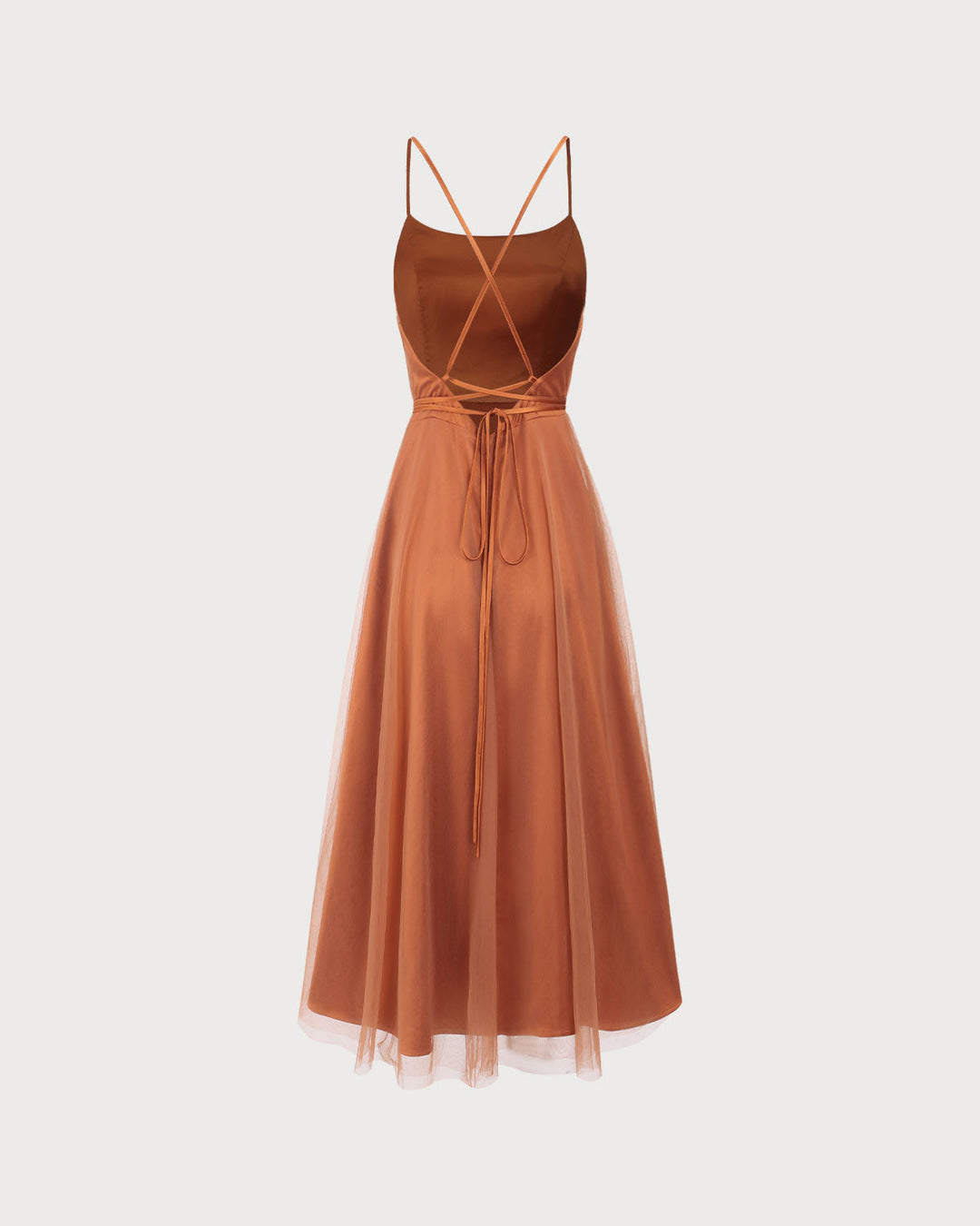 Abito midi donna elegante caramello