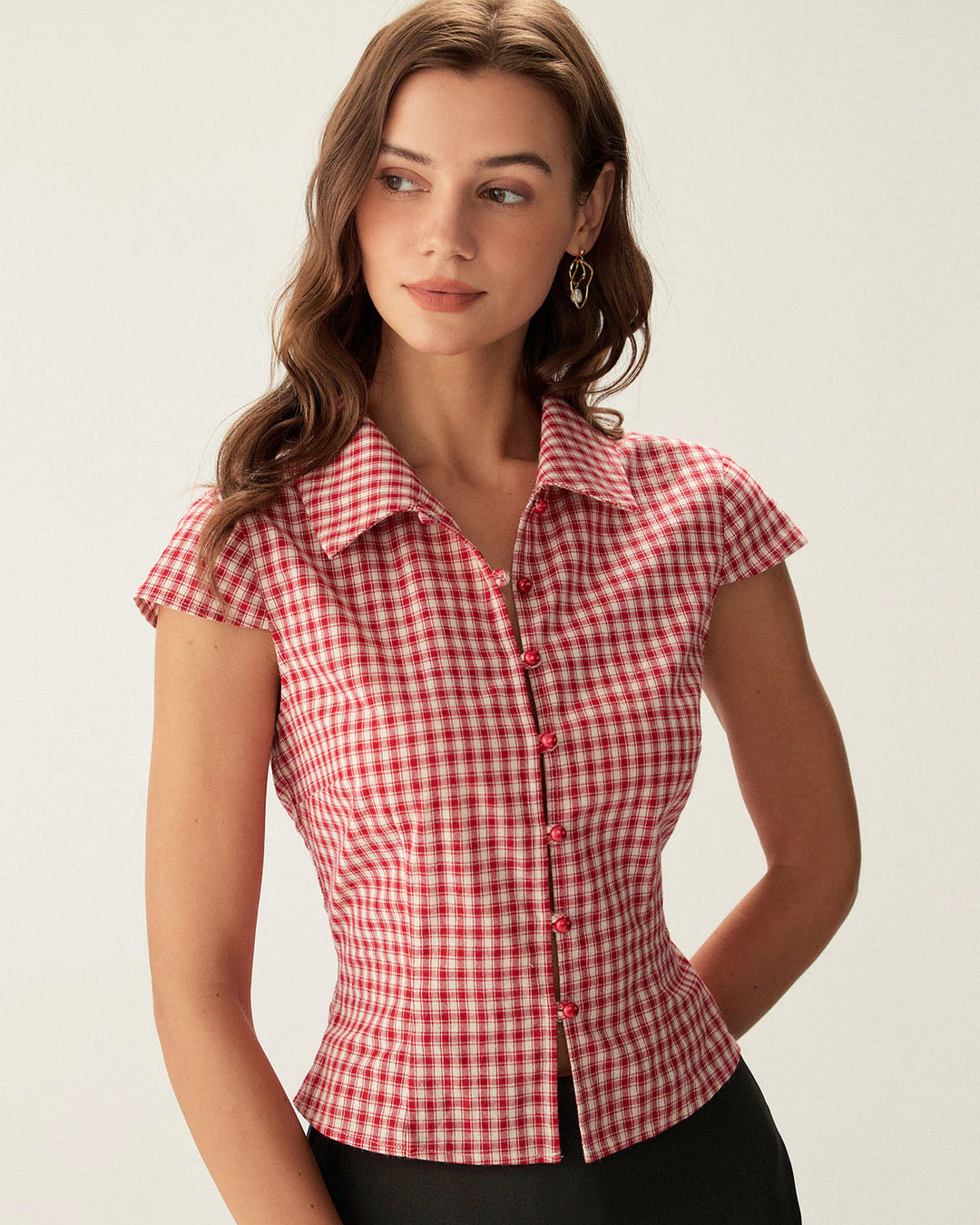 T shirt lussuosa donna quadri rossi