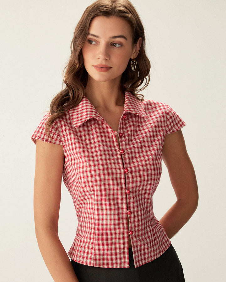 T shirt lussuosa donna quadri rossi