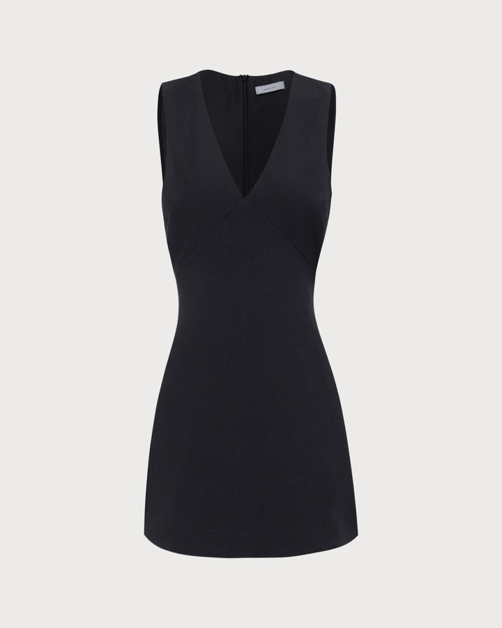 Vestito cerimonia raffinato nero scollo v