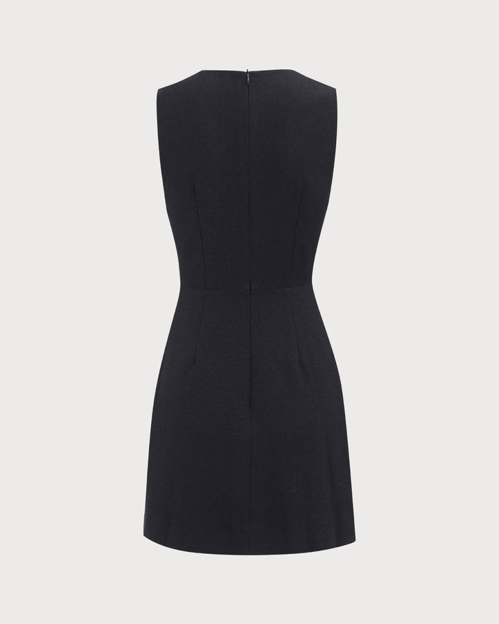 Vestito cerimonia raffinato nero scollo v