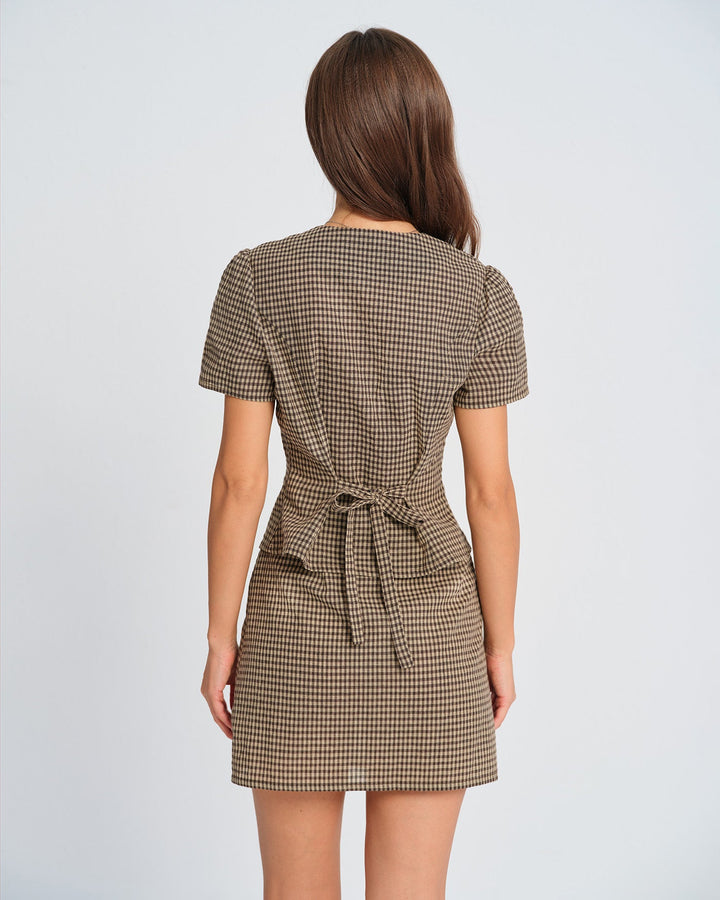 T shirt lussuosa donna quadri marroni