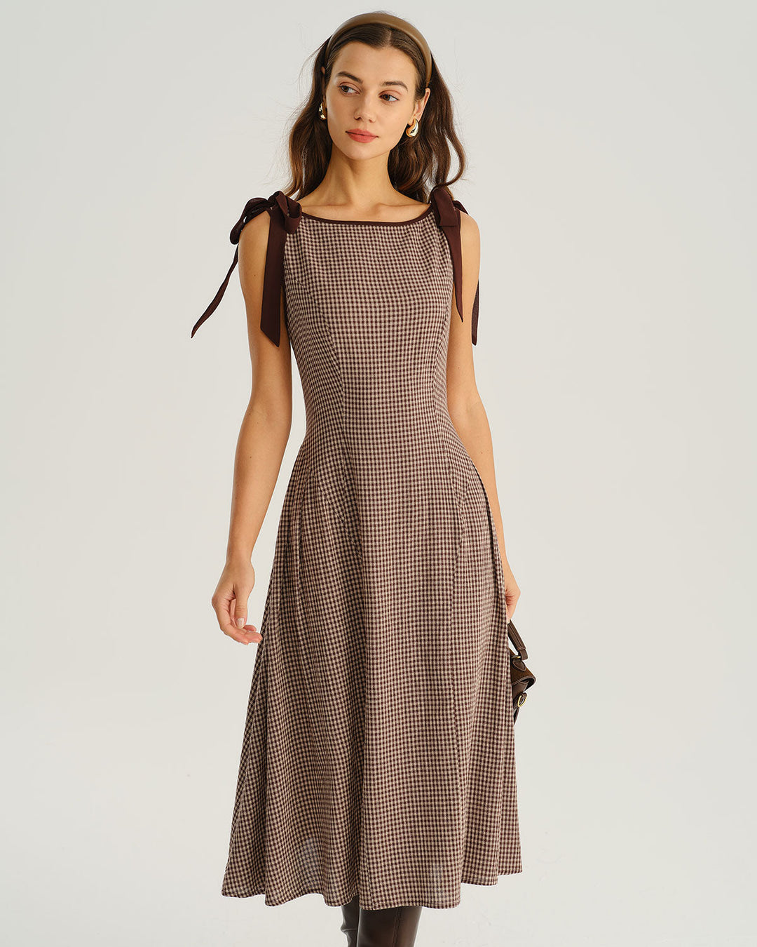 Abito midi donna a quadri elegante