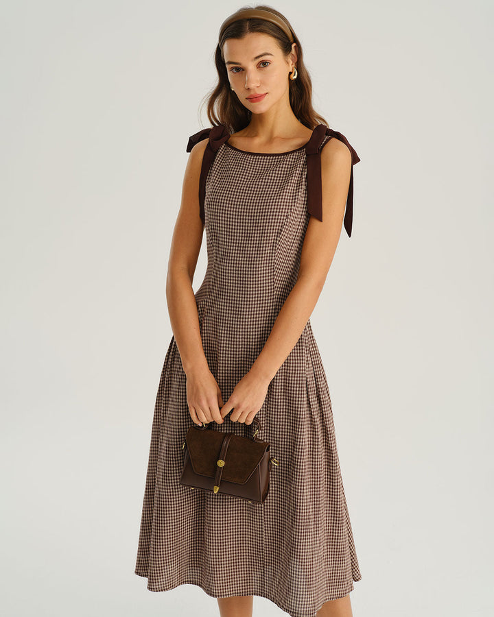Abito midi donna a quadri elegante