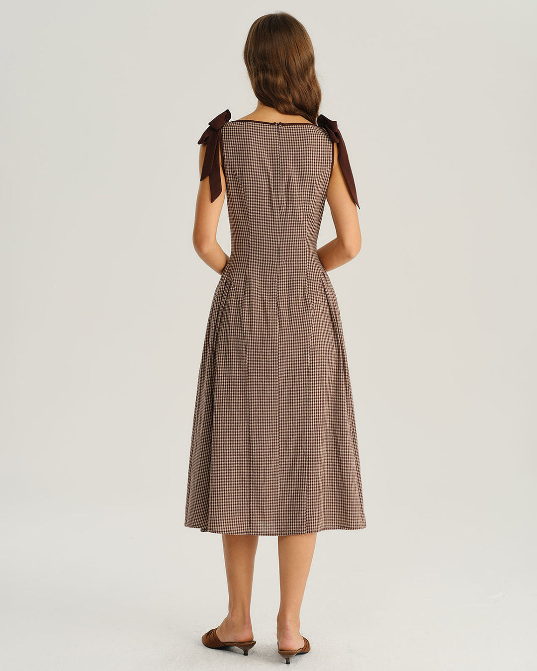 Abito midi donna a quadri elegante