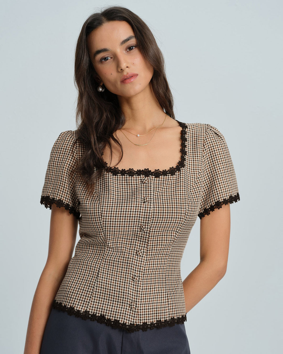 T shirt raffinata donna scollo quadrato